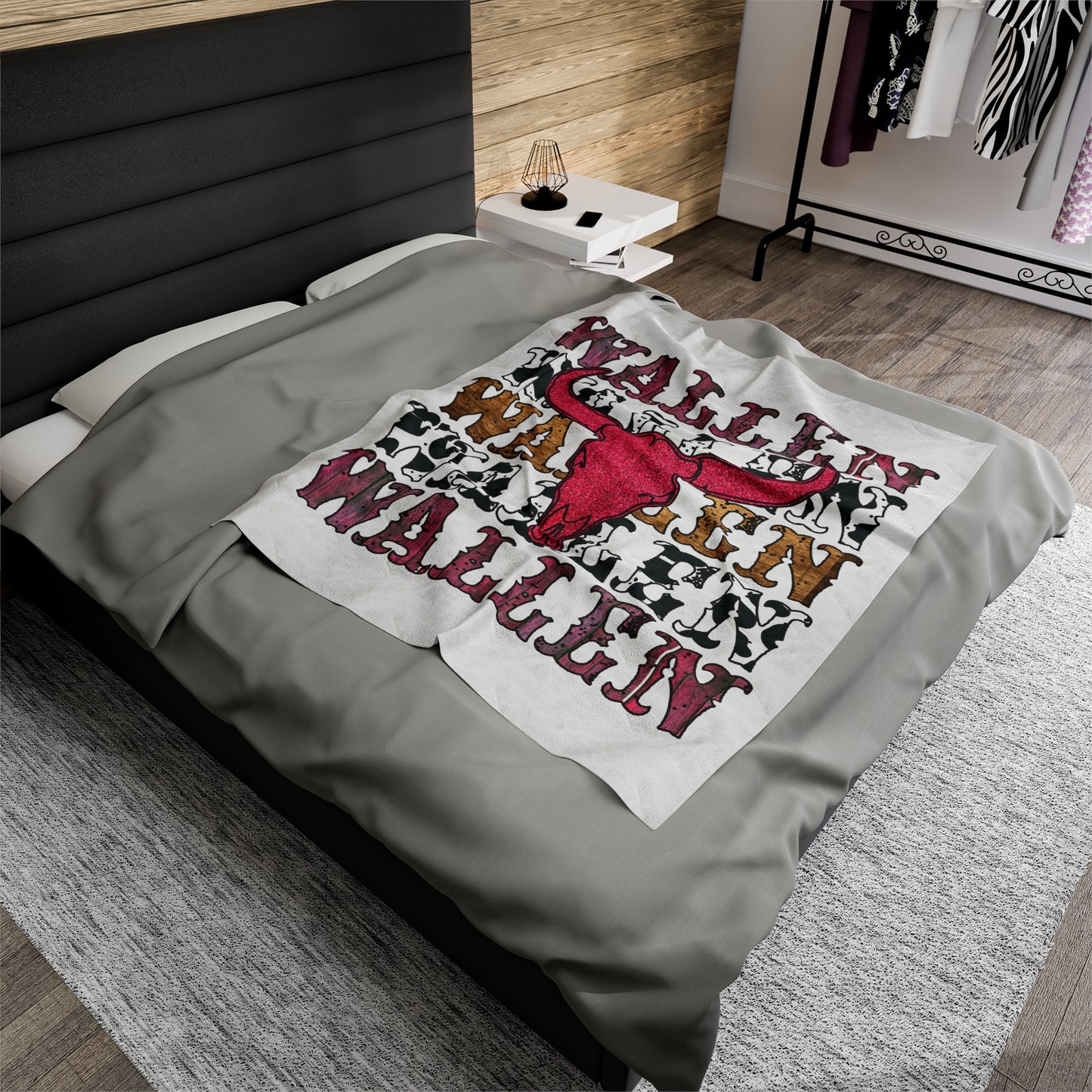 Velveteen Plush Blanket Morgan Wallen Pink Stacked