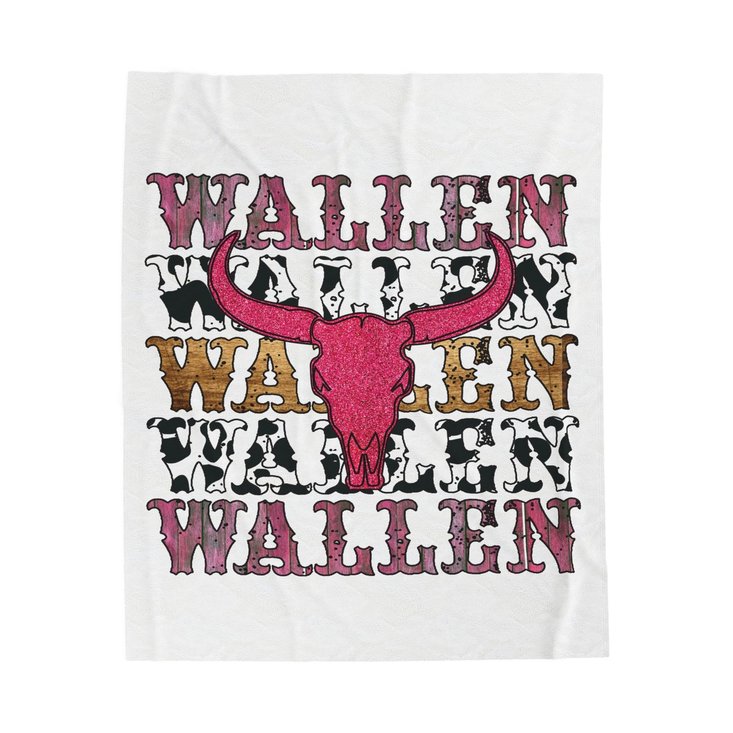 Velveteen Plush Blanket Morgan Wallen Pink Stacked