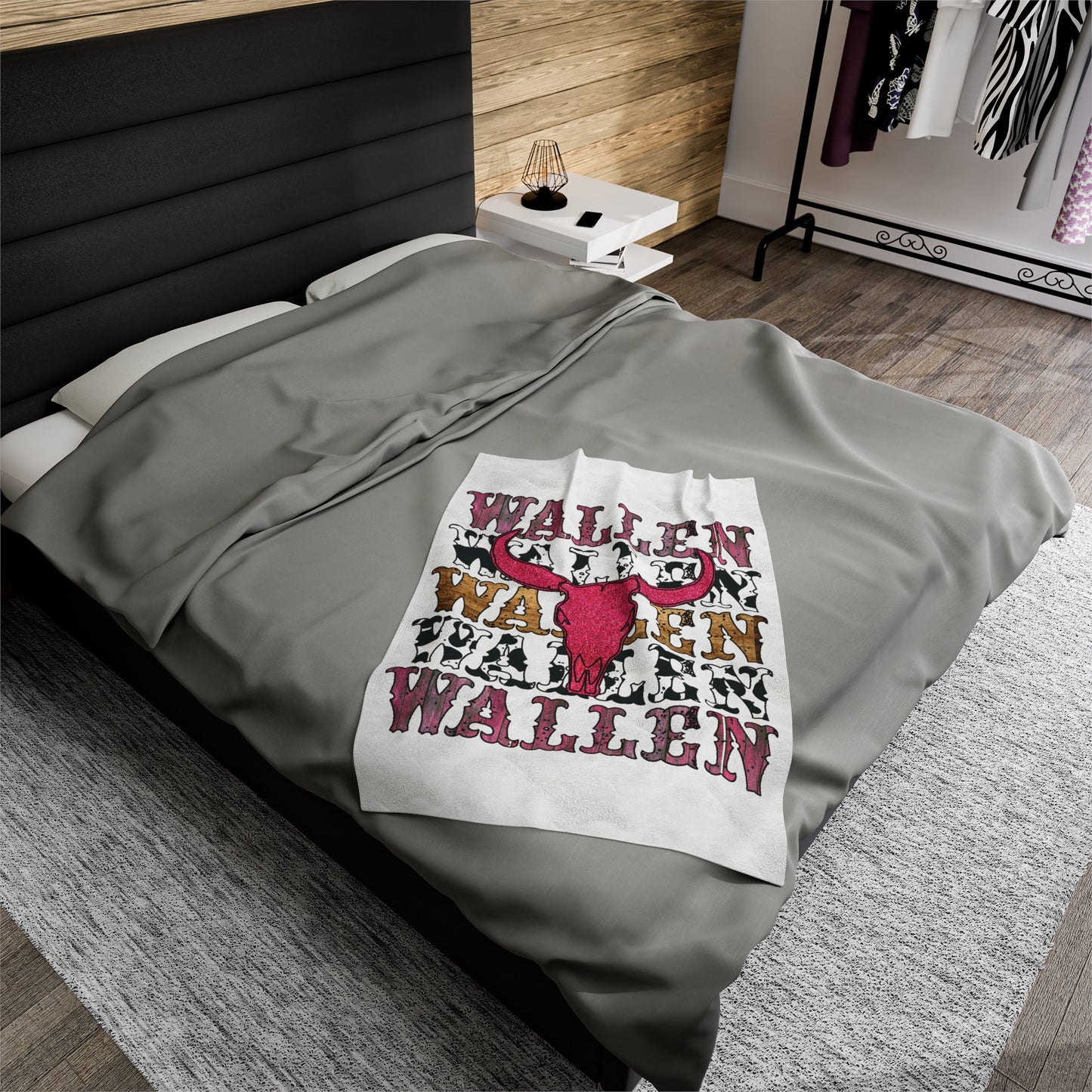 Velveteen Plush Blanket Morgan Wallen Pink Stacked