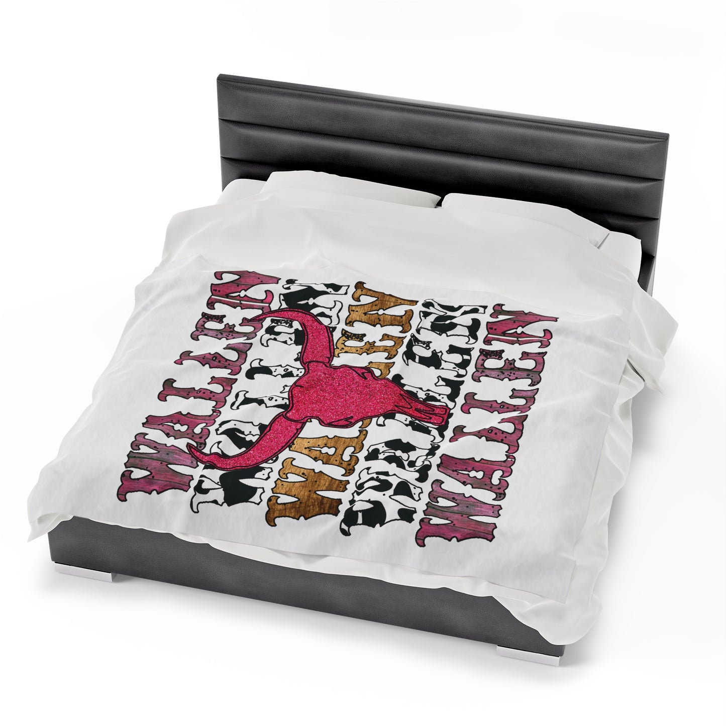 Velveteen Plush Blanket Morgan Wallen Pink Stacked