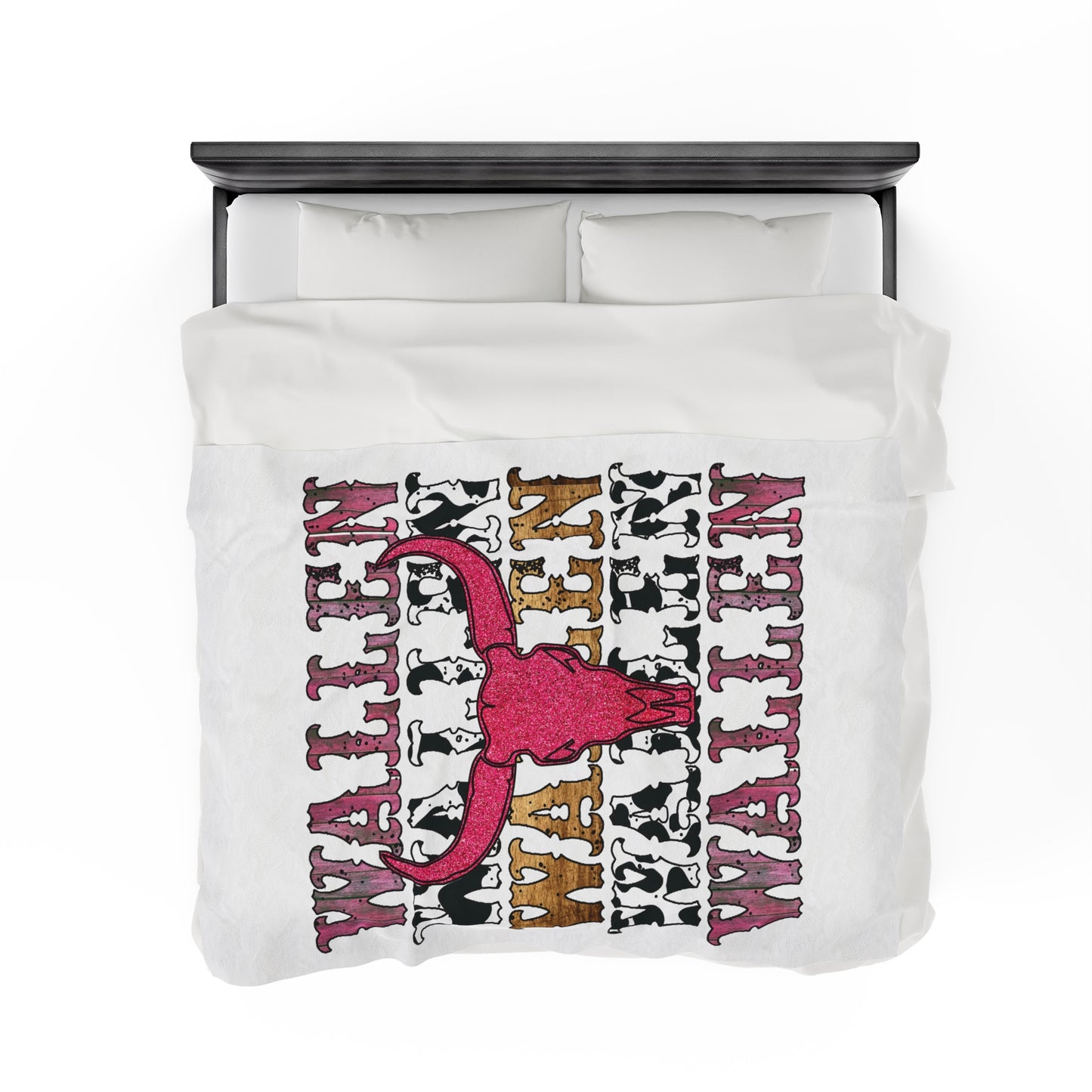 Velveteen Plush Blanket Morgan Wallen Pink Stacked