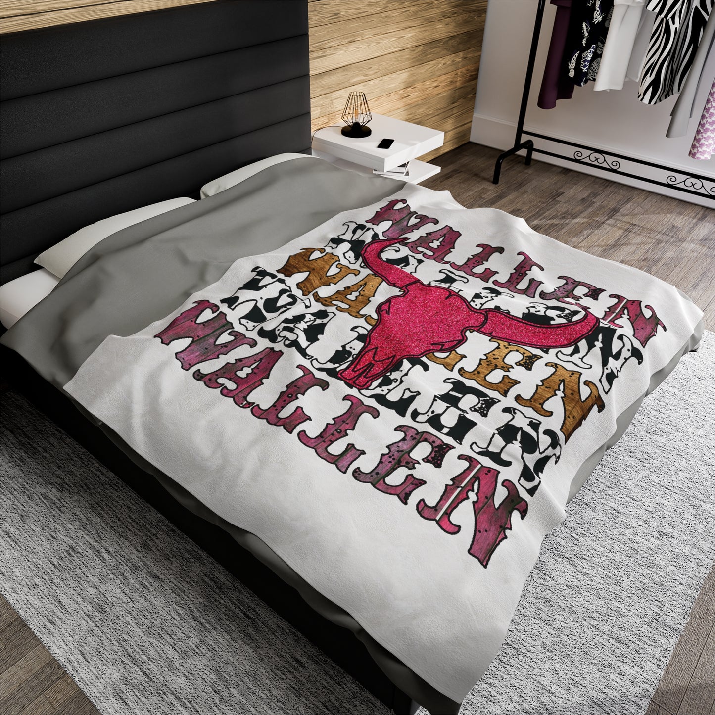 Velveteen Plush Blanket Morgan Wallen Pink Stacked