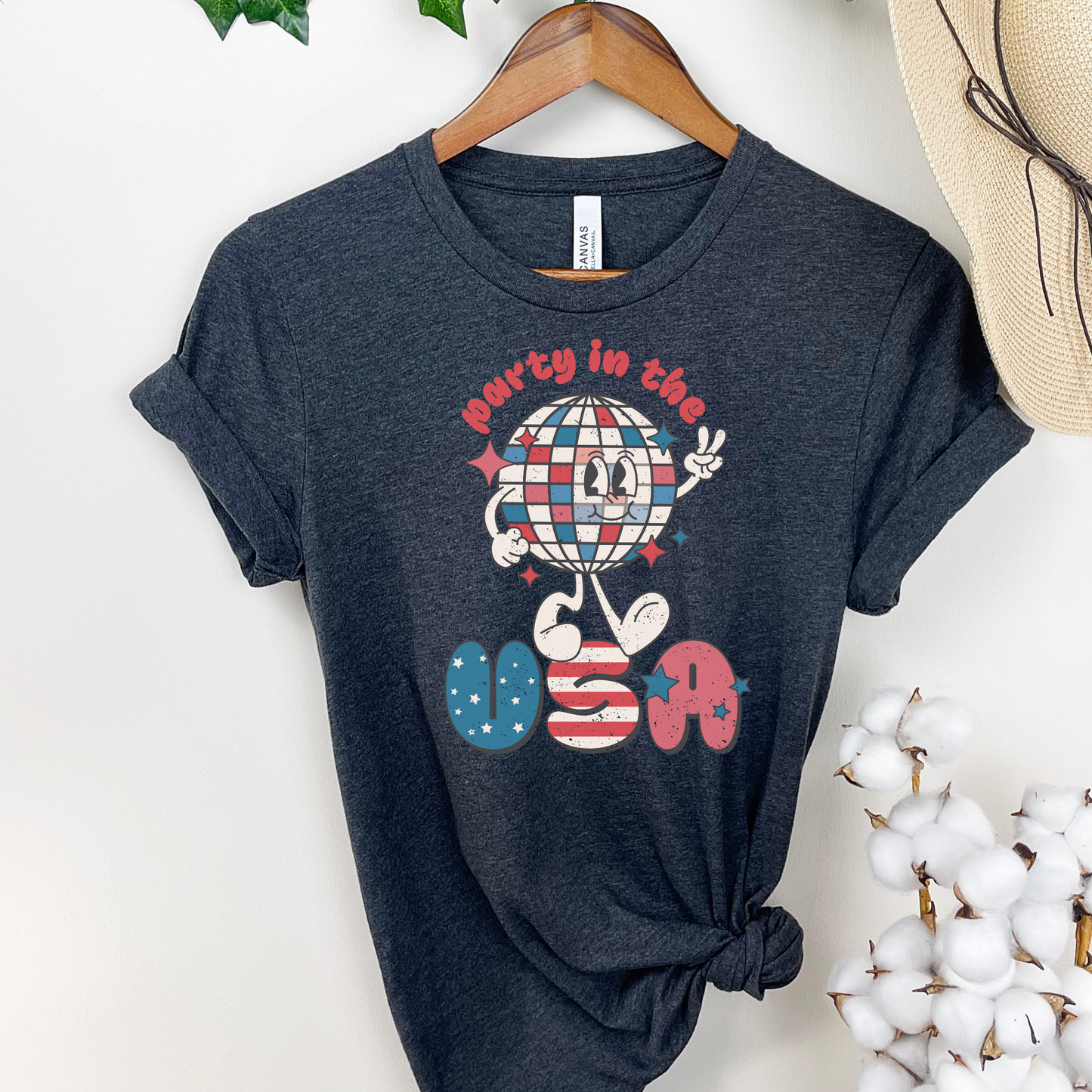 Disco Ball Party in USA 4th of July Shirt Independence Day USA Tshirt, America Tee Retro America Shirt Women's America Shirt