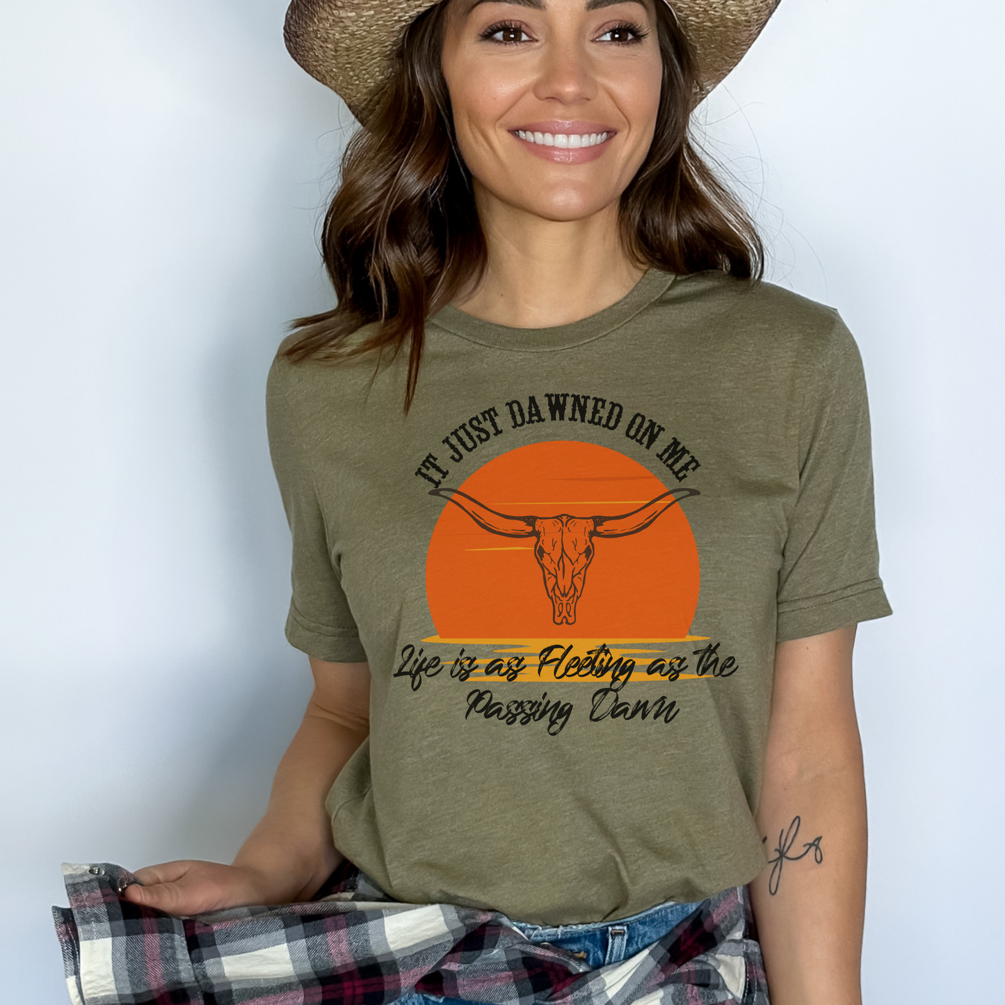 Dawned on Me Country Music Tshirt Bryan Concert T-Shirt Bryan Bull Skull Lyric Tee Western Trendy T-shirt Rising Dawn Tee