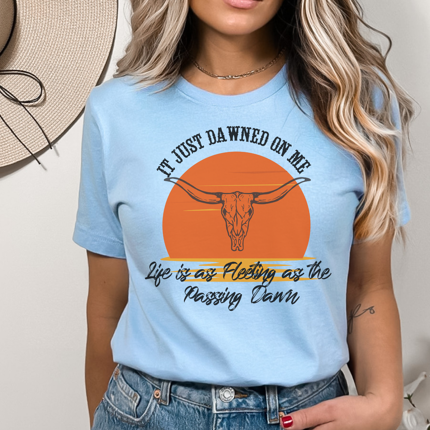 Dawned on Me Country Music Tshirt Bryan Concert T-Shirt Bryan Bull Skull Lyric Tee Western Trendy T-shirt Rising Dawn Tee