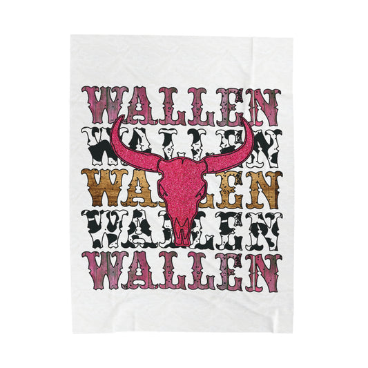 Velveteen Plush Blanket Morgan Wallen Pink Stacked