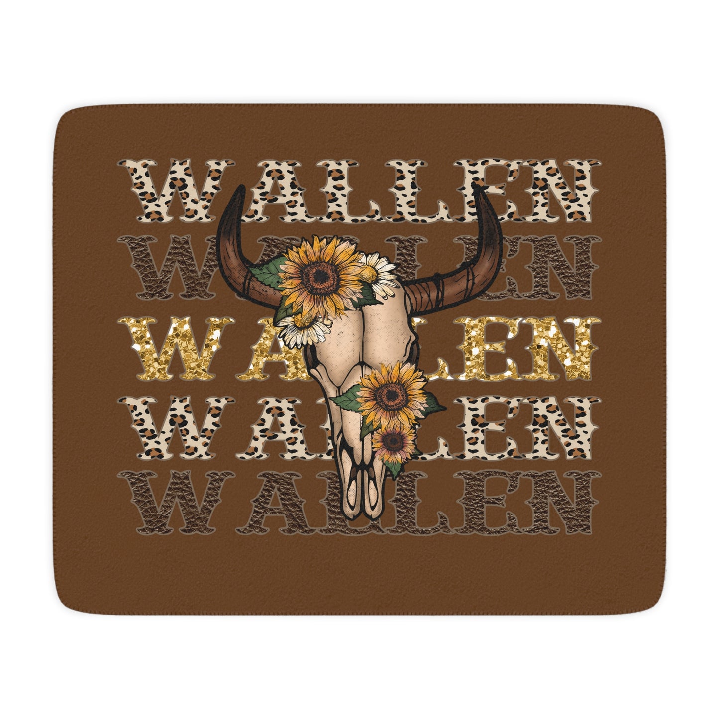 Tan Wallen Sherpa Fleece Blanket, Boho Chic throw, Cowgirl blanket, Country Decor Soft Fluffy Country Western Blanket, Western Dorm Decor