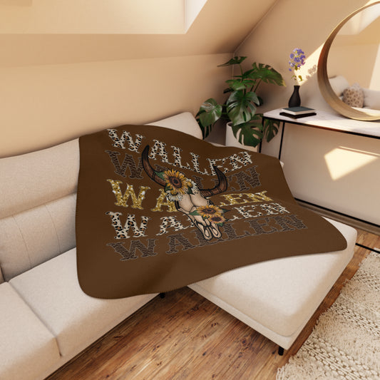 Tan Wallen Sherpa Fleece Blanket, Boho Chic throw, Cowgirl blanket, Country Decor Soft Fluffy Country Western Blanket, Western Dorm Decor