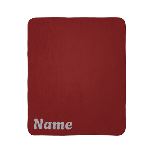 Burgandy Personal Name Blankets Fleece Sherpa Blanket