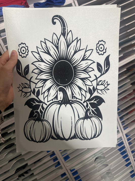 SINGLE COLOR SCREEN PRINT TRANSFER - SUNFLOWER PUMPKIN M122