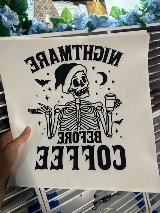 SINGLE COLOR SCREEN PRINTS - NIGHTMARE BEFORE COFFEE - M 104