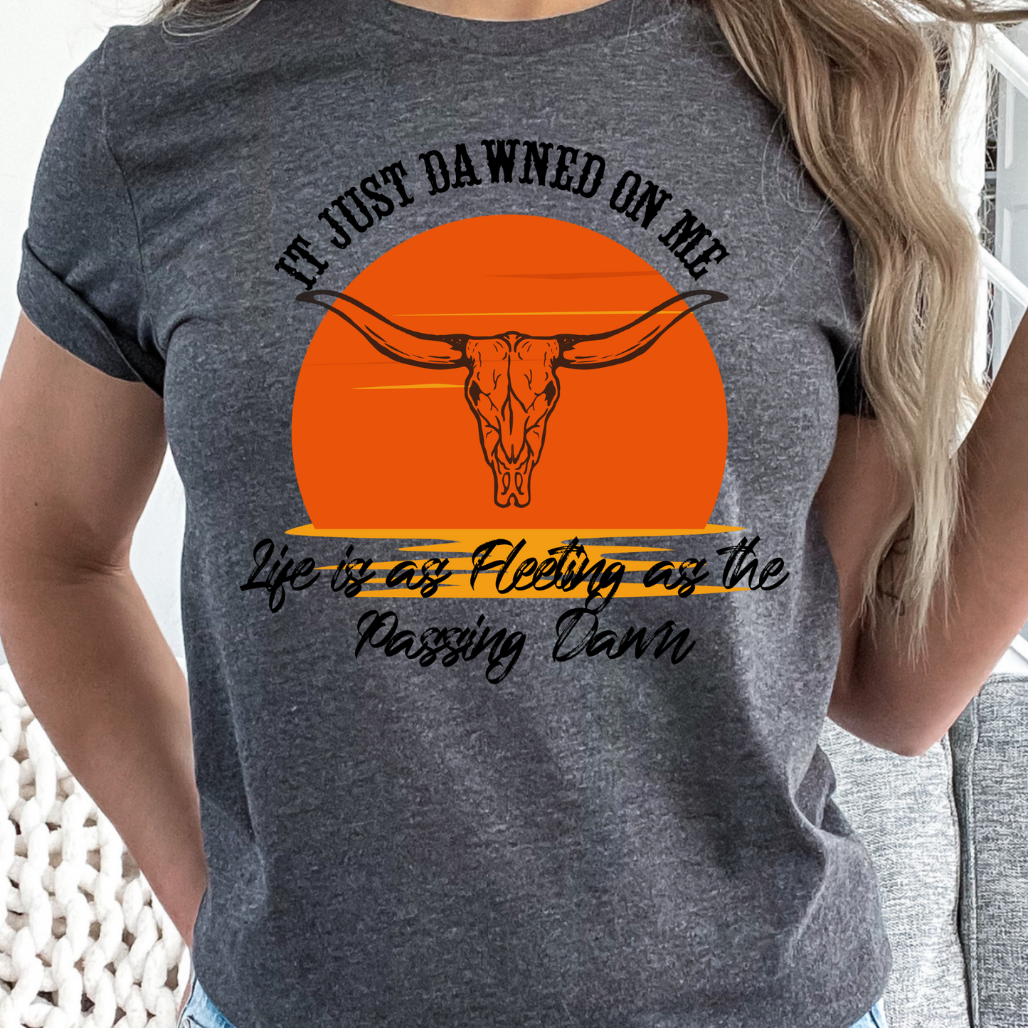 Dawned on Me Country Music Tshirt Bryan Concert T-Shirt Bryan Bull Skull Lyric Tee Western Trendy T-shirt Rising Dawn Tee