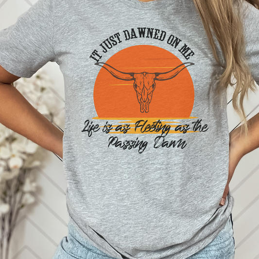 Dawned on Me Country Music Tshirt Bryan Concert T-Shirt Bryan Bull Skull Lyric Tee Western Trendy T-shirt Rising Dawn Tee