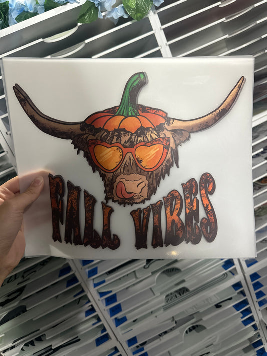 FULL COLOR SCREEN PRINT TRANSFER - FALL VIBES COW AA10
