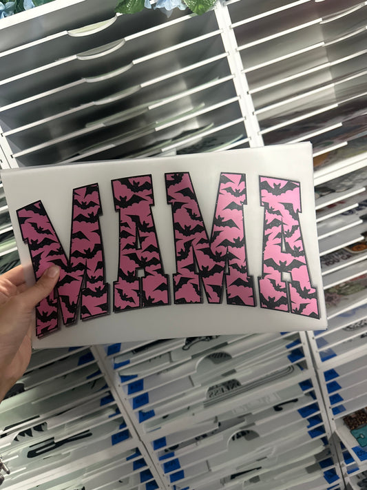 FULL COLOR SCREEN PRINT TRANSFER - PINK BAT MAMA AA12