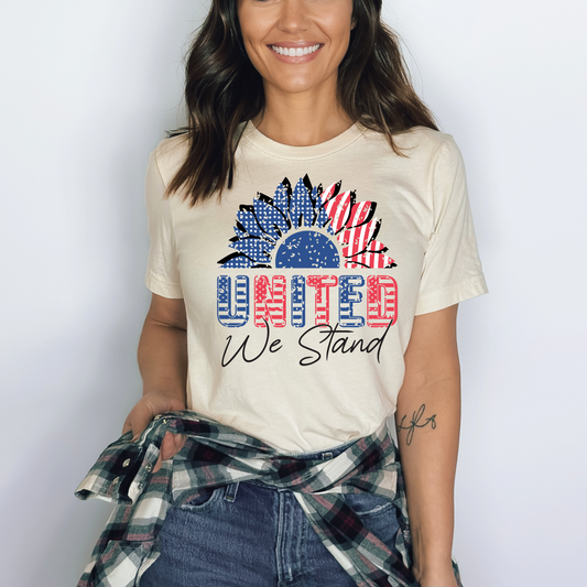 United We Stand Sunflower 4th of July Shirt Independence Day USA Tshirt, America Tee Retro America Shirt Women's America Shirt Freedom Tshirt