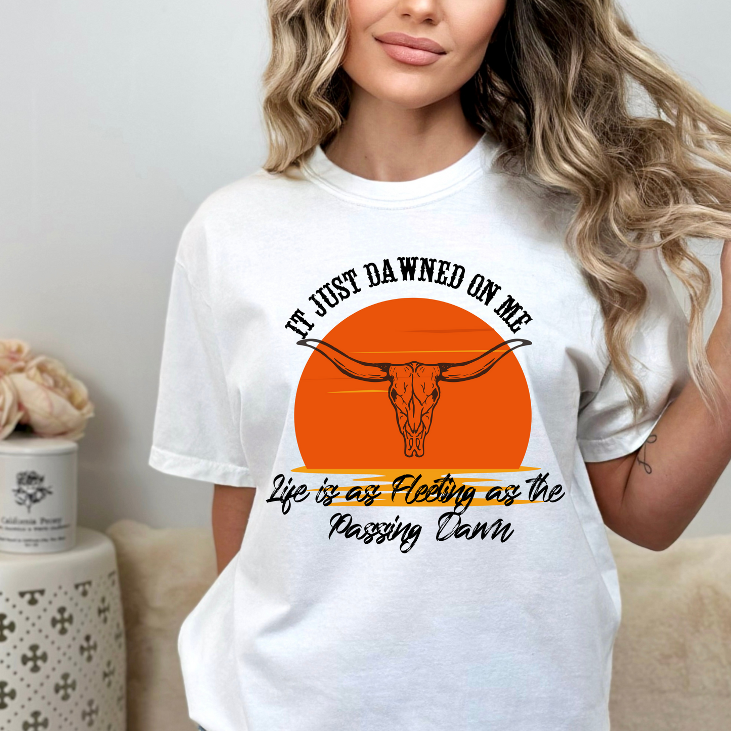 Dawned on Me Country Music Tshirt Bryan Concert T-Shirt Bryan Bull Skull Lyric Tee Western Trendy T-shirt Rising Dawn Tee