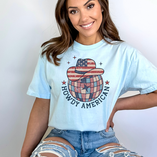 Howdy America Country Western Tshirt 4th of July Shirt Cowgirl Summer Independence Day Tee Smiley Cowgirl Shirt American Babe Tshirt
